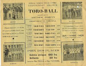 TORO BALL 1955 AFFICHE DES CHAMPIONNATS AMATEURS